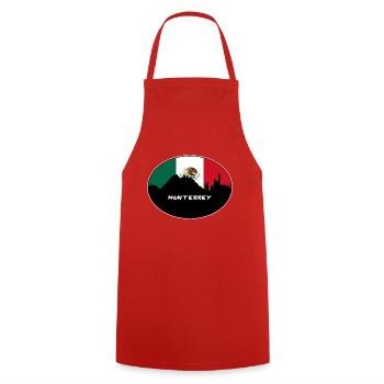 Monterrey Mexiko Flagge Skyline Silhouette Reisen - Kochschürze - Rot - Vorne - AI Model Male 185 dark (185cm)
