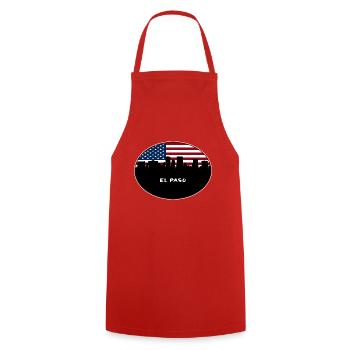 El Paso Texas USA Flagge Skyline Reise Souvenir - Kochschürze - Rot - Vorne - AI Model Male 185 dark (185cm)