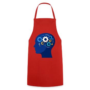 Kopf Zahnräder Wissen Intelligenz Blau T-Shirt - Kochschürze - Rot - Vorne - AI Model Male 185 dark (185cm)