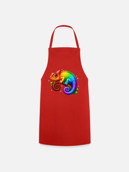 Kawaii Chamäleon Regenbogen Bunt T-Shirt - Kochschürze - Rot