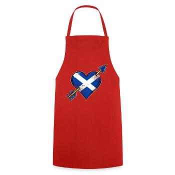 Schottland Flagge Herz mit Pfeil used look - Kochschürze - Rot - Vorne - AI Model Male 185 dark (185cm)