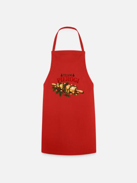 Polnisches Weihnachts-Pierogi-Nudelholzdesign - Kochschürze - Rot
