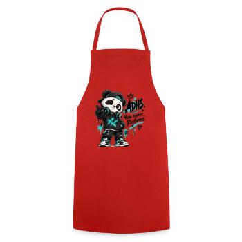 Panda DJ ADHS Rhythm - Kochschürze - Rot - Vorne - AI Model Male 185 dark (185cm)
