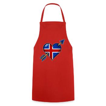 Island Flagge Herz mit Pfeil - Kochschürze - Rot - Vorne - AI Model Male 185 dark (185cm)