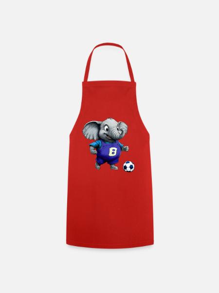 Elefanten Fussball / Fussballer Elefant - Kochschürze - Rot
