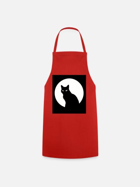 Katze Vollmond - Kochschürze - Rot