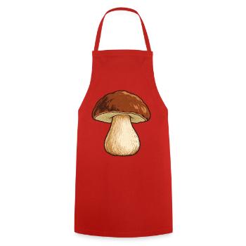 Vintage Steinpilz – Schlichtes Waldmotiv - Kochschürze - Rot - Vorne - AI Model Male 185 dark (185cm)