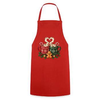 Weihnachts-Heißschokoladen-Tassen und Lebkuchen - Kochschürze - Rot - Vorne - AI Model Male 185 dark (185cm)