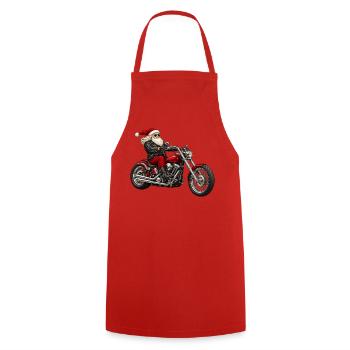 Weihnachtsbiker Santa auf Motorrad - Kochschürze - Rot - Vorne - AI Model Male 185 dark (185cm)