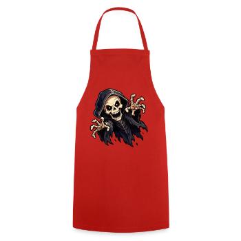 skull-ghost - Kochschürze - Rot - Vorne - AI Model Male 185 dark (185cm)