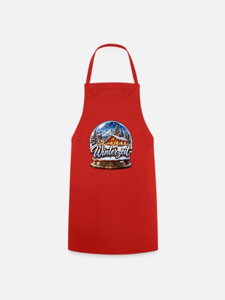 Winterzeit Schneekugel - Kochschürze - Rot