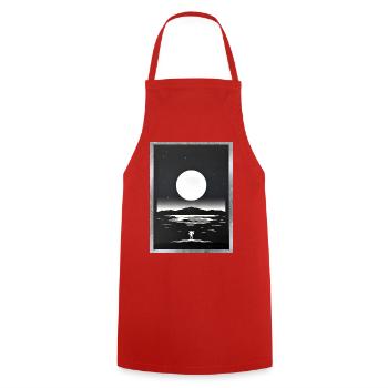 Mondbeschienene Silhouette über ruhigem Meer - Kochschürze - Rot - Vorne - AI Model Male 185 dark (185cm)