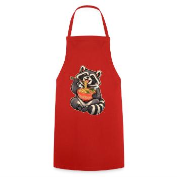 Süßer Waschbär mit Ramen und Essstäbchen - Kochschürze - Rot - Vorne - AI Model Male 185 dark (185cm)