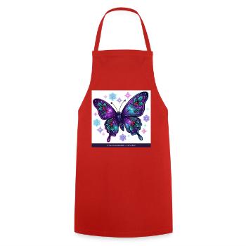 Wintergalaxie Schmetterling - Kochschürze - Rot - Vorne - AI Model Male 185 dark (185cm)