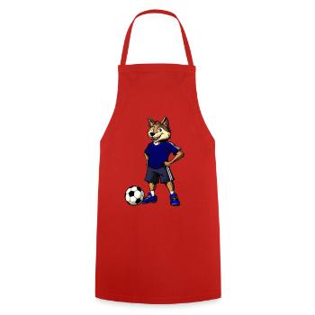 Fussball Wolf Blau - Kochschürze - Rot - Vorne - AI Model Male 185 dark (185cm)