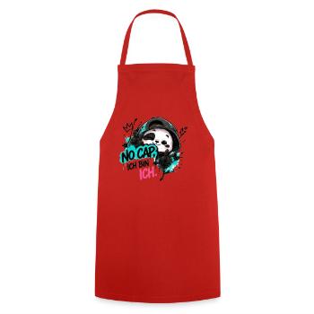 Panda Graffiti: No Cap Ich BinIch - Kochschürze - Rot - Vorne - AI Model Male 185 dark (185cm)