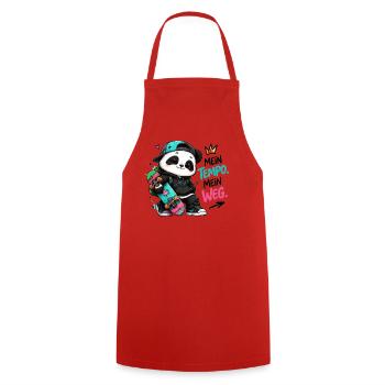Panda Skate: Mein Tempo Mein Weg - Kochschürze - Rot - Vorne - AI Model Male 185 dark (185cm)