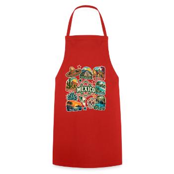 Mexiko Reisesticker - Kochschürze - Rot - Vorne - AI Model Male 185 dark (185cm)