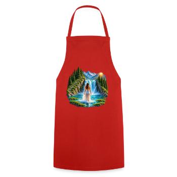 Magischer Wasserfall - Kochschürze - Rot - Vorne - AI Model Male 185 dark (185cm)