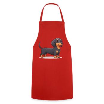 Süßes Dackel-Welpen-Weiner-Hundeliebhaber-Grafik-T-Shirt - Kochschürze - Rot - Vorne - AI Model Male 185 dark (185cm)