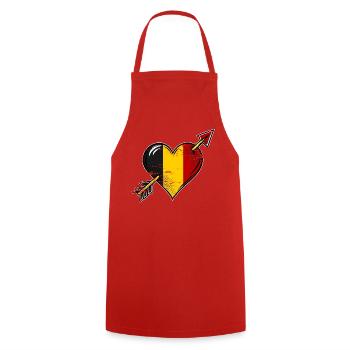 Belgien Flagge Herz mit Pfeil used look - Kochschürze - Rot - Vorne - AI Model Male 185 dark (185cm)
