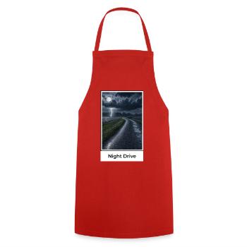 Nachtfahrt durch Gewitter - Kochschürze - Rot - Vorne - AI Model Male 185 dark (185cm)