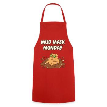 Mud Mask Montag Lustiger Schwein-Spa-Tag - Kochschürze - Rot - Vorne - AI Model Male 185 dark (185cm)
