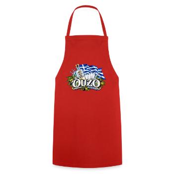 Ouzo Griechenland - Kochschürze - Rot - Vorne - AI Model Male 185 dark (185cm)