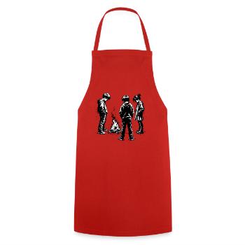Feuerstelle Silhouetten: Kinderkreis - Kochschürze - Rot - Vorne - AI Model Male 185 dark (185cm)