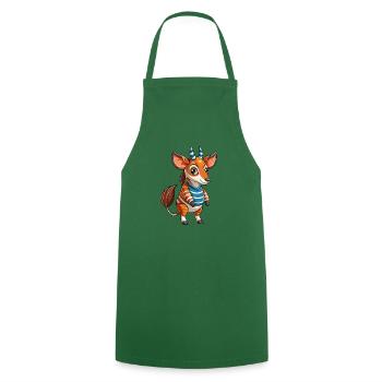 Okapi Funny Cartoon Character Musique de casque - Tablier de cuisine - vert foncé - Devant - AI Model Male 185 dark (185cm)