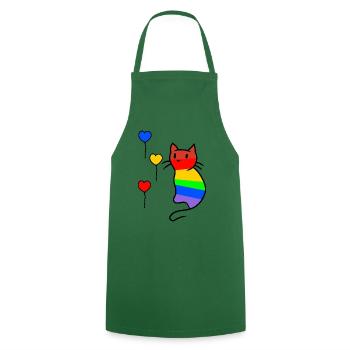 Katze Katzen Kitten LGBT Regenbogenfahne Liebe - Kochschürze - Grün - Vorne - AI Model Male 185 dark (185cm)