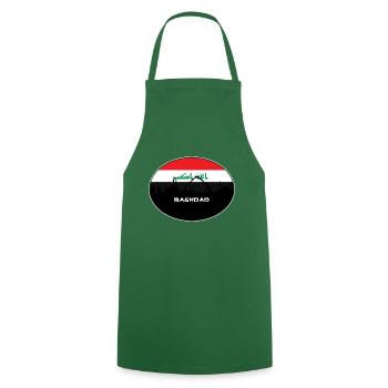 Bagdad-Irak-Flaggen-Skyline-Schattenbild-Reise - Kochschürze - Grün - Vorne - AI Model Male 185 dark (185cm)