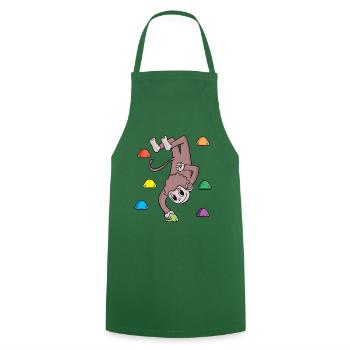 Singe sur le mur d'escalade - escalade - cadeau - Tablier de cuisine - vert foncé - Devant - AI Model Male 185 dark (185cm)