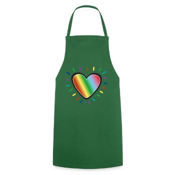Rainbow Heart Pride Emblem - Cooking Apron - green - Front - AI Model Male 185 dark (185cm)