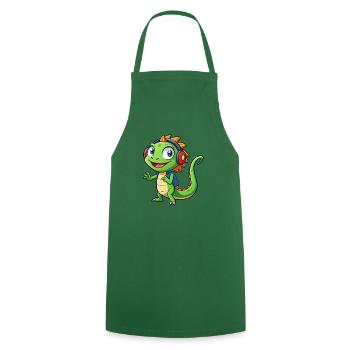 Lézard Drôle Dessin Animé Personnage Casque Musique - Tablier de cuisine - vert foncé - Devant - AI Model Male 185 dark (185cm)