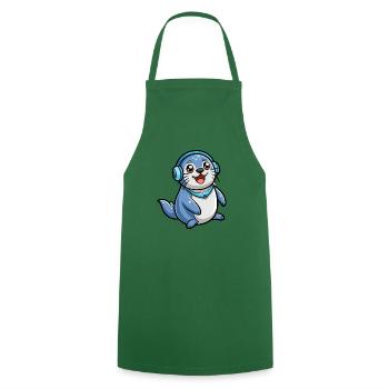 Seal Funny Cartoon Character Musique de casque - Tablier de cuisine - vert foncé - Devant - AI Model Male 185 dark (185cm)