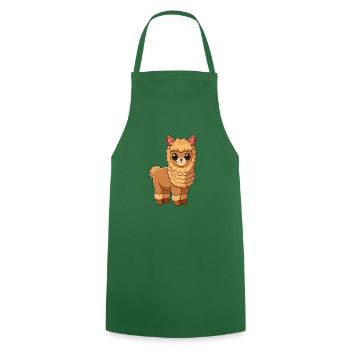Alpaka Niedliche Maskottchen Zeichentrickfigur Kawaii - Kochschürze - Grün - Vorne - AI Model Male 185 dark (185cm)