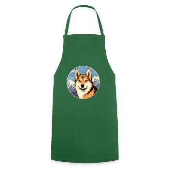Dingo Hunderasse Karikatur Kawaii Aquarell - Kochschürze - Grün - Vorne - AI Model Male 185 dark (185cm)