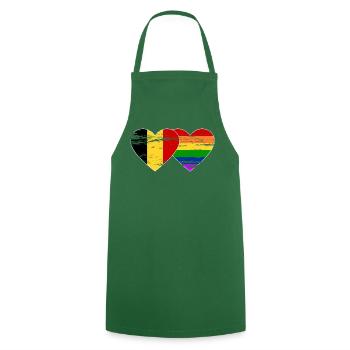 Belgien Regenbogen Flagge used - Kochschürze - Grün - Vorne - AI Model Male 185 dark (185cm)