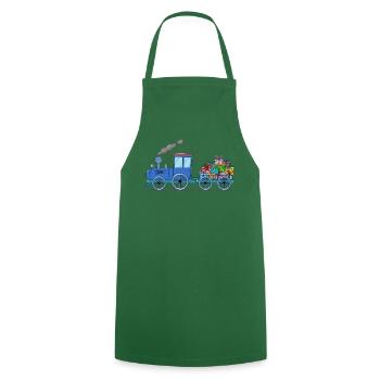 Train pour enfants avec remorque en bleu - Tablier de cuisine - vert foncé - Devant - AI Model Male 185 dark (185cm)