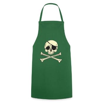 Piratenflagge Piratenschädel Augenklappe - Kochschürze - Grün - Vorne - AI Model Male 185 dark (185cm)