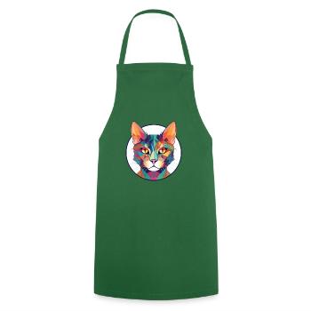 Pixie Bob Katze bunte Aquarell Haustier Illustration - Kochschürze - Grün - Vorne - AI Model Male 185 dark (185cm)