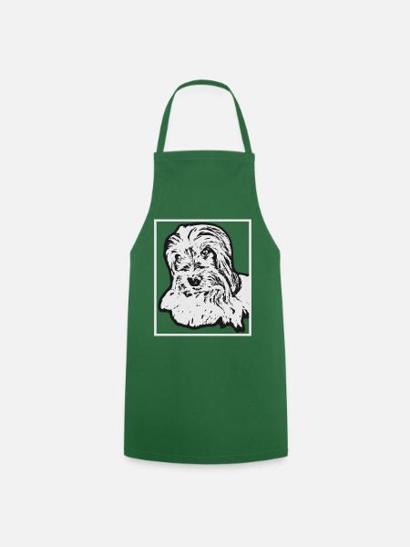 Biewer Terrier Hundeportrait Zeichnung - Kochschürze - Grün