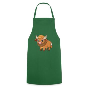Büffel Niedliche Maskottchen Zeichentrickfigur Kawaii - Kochschürze - Grün - Vorne - AI Model Male 185 dark (185cm)