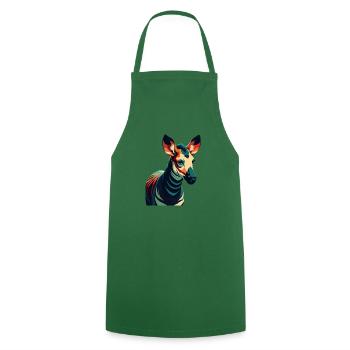 Okapi Personnage De Dessin Animé Animal De Compagnie Coloré - Tablier de cuisine - vert foncé - Devant - AI Model Male 185 dark (185cm)