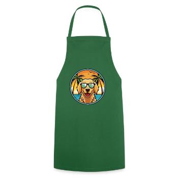Flat Coated Retriever Dog Breed Cartoon Sunglasses - Cooking Apron - green - Front - AI Model Male 185 dark (185cm)