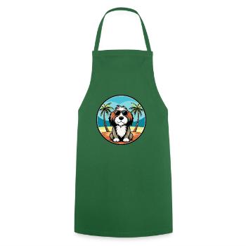 Basset Griffon Vendéen Hunderasse Cartoon Beach - Kochschürze - Grün - Vorne - AI Model Male 185 dark (185cm)