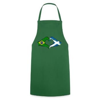 Brésil Ecosse drapeau mains forme de coeur utilisé - Tablier de cuisine - vert foncé - Devant - AI Model Male 185 dark (185cm)