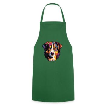 Nordamerikanischer Schäferhund Rasse Aquarellglas - Kochschürze - Grün - Vorne - AI Model Male 185 dark (185cm)