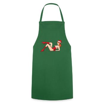 Sexy Christmas Pin Up Girl - Kochschürze - Grün - Vorne - AI Model Male 185 dark (185cm)